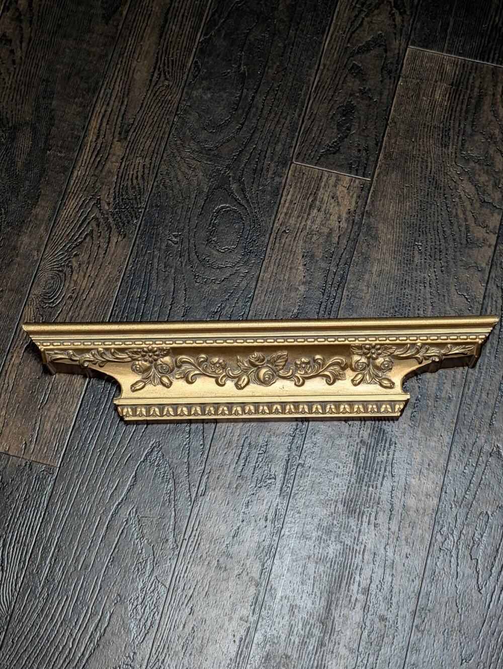 Vintage CBK Gold Ornate Wall Shelf 18" – Hollywood Regency Floral Scroll Faux